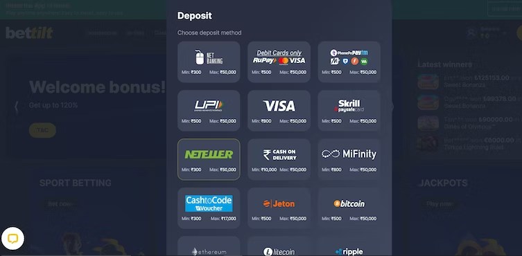 BETTILT DEPOSIT METHODS